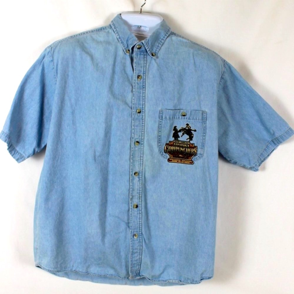 34th Annual Rodeo Arizona RIVER'S END Shirt Men Size XL Light Blue Button Front